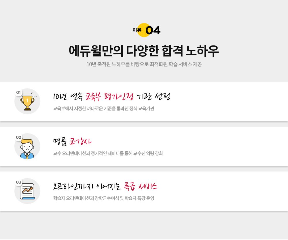 이유04. 에듀윌만의 다양한 합격 노하우