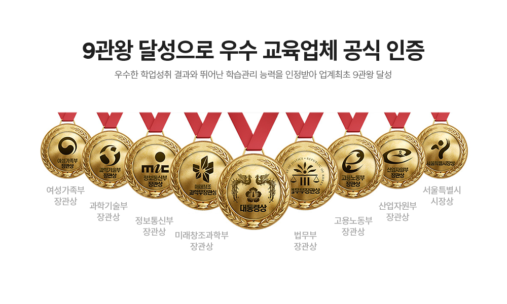 9관왕 달성으로 우수 교육업체 공식 인증
